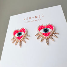 Load image into Gallery viewer, Evil Eye Heart Earrings
