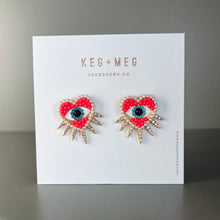 Load image into Gallery viewer, Evil Eye Heart Earrings
