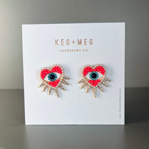 Evil Eye Heart Earrings