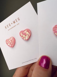 Glitter Heart Studs