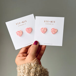 Glitter Heart Studs