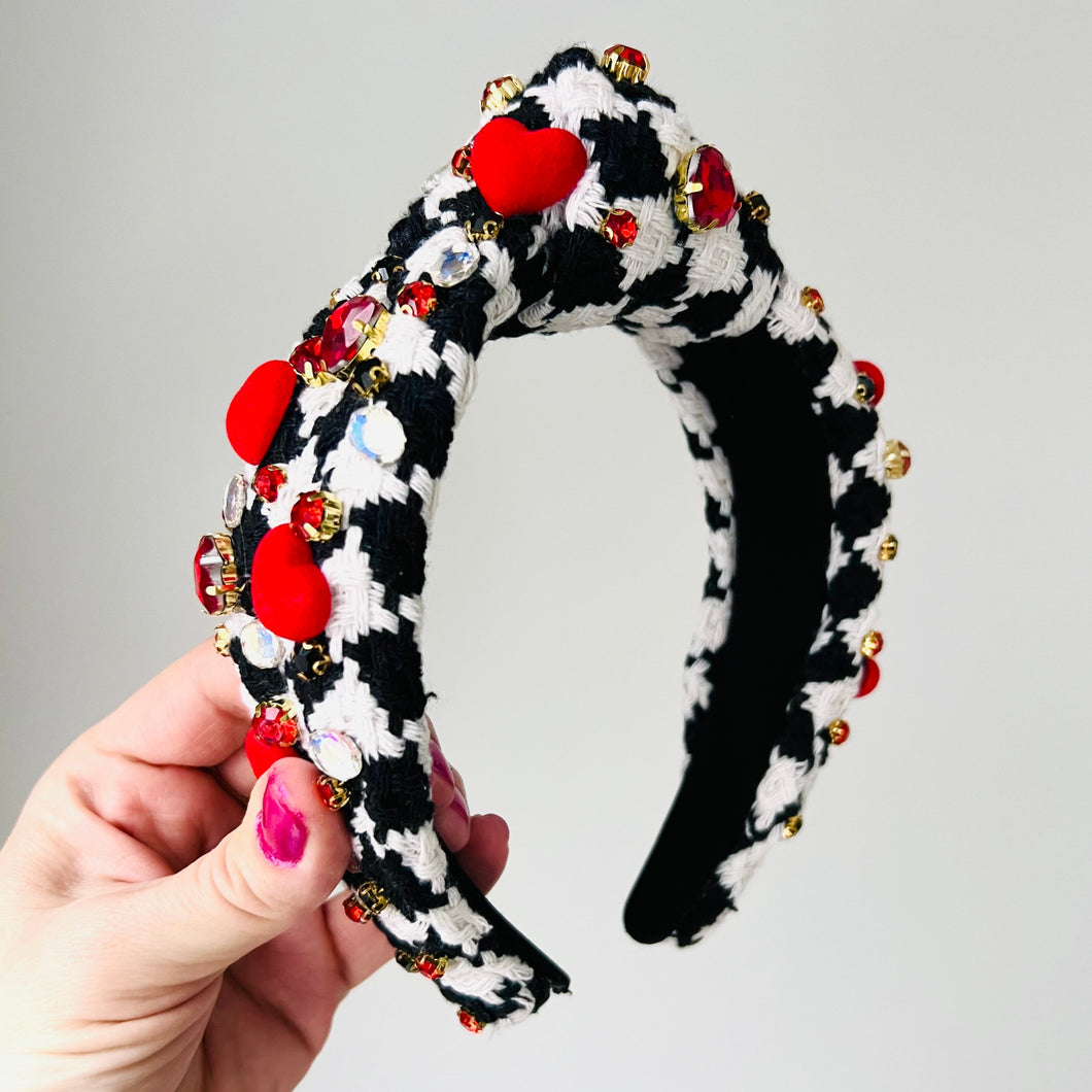 Checkered Heart Headband