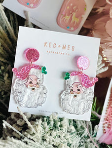 Pink Santa Earrings