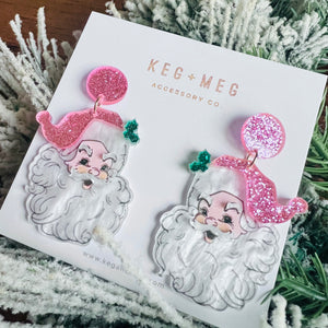 Pink Santa Earrings