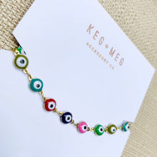 Load image into Gallery viewer, Rainbow Evil Eye Anklet
