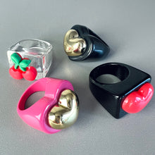 Load image into Gallery viewer, Heart Acrylic Block Rings
